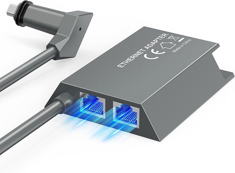 LUCMO Multi Ports Starlink Ethernet Adapter for Starlink Gen 2 Wired External Network, 2 Ports Starlink Ethernet Adapter 1 to 2 [2 Devices Networked Simultaneously] - Up to 1 Gbps - Image 1